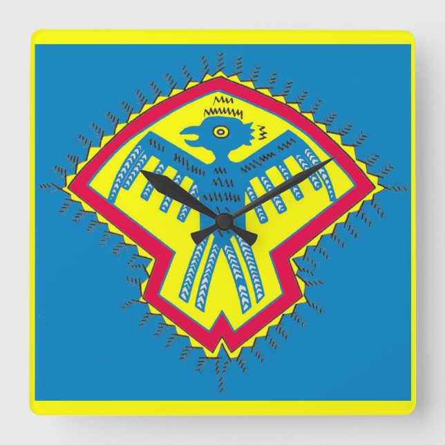 Horloge Carrée Symbole des oiseaux amérindiens (Recto)