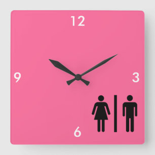 Horloge Carrée Symbole d'hommes et de femmes