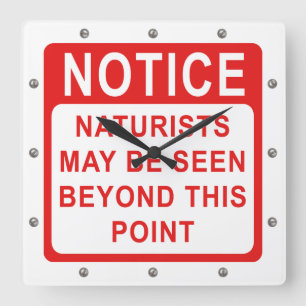 Horloge Carrée Symbole du camp naturiste de plage