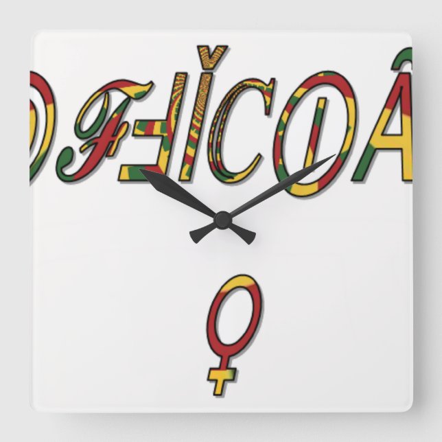 Horloge Carrée Symbole féminin inversé "OFFICIAL" Imprimer (Recto)