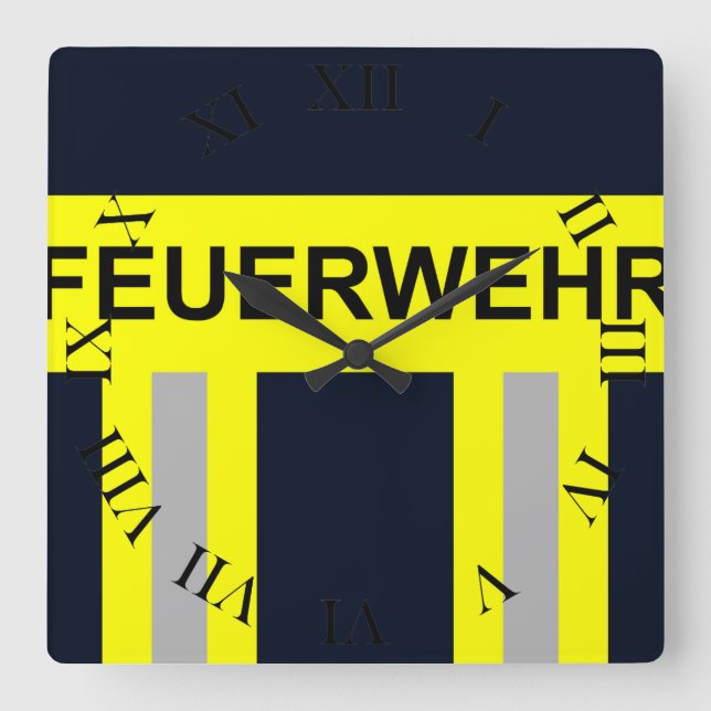 Horloge Carrée Symbole Feuerwehr Blau uniforme (Recto)