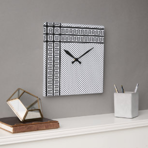 Horloge Carrée Symbole Keffiyeh de la Palestine Motif de résistan