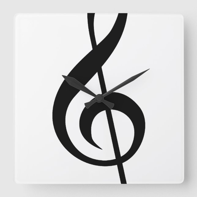 Horloge Carrée Symbole musical G-Clef Treble Clef (Recto)