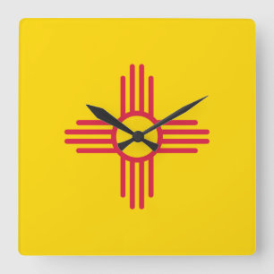 Horloge Carrée Symbole New Mexico Zia Sun 