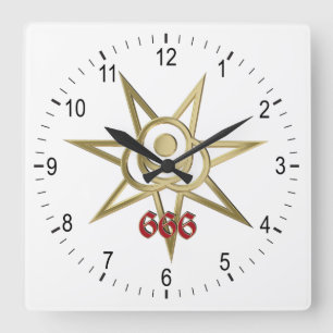 Horloge Carrée Symbole occulte septagram