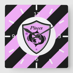 Horloge Carrée Symbole Poissons