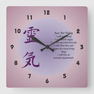 Horloge Carrée Symbole Reiki juste pour aujourd'hui Inspiration