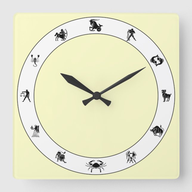 Horloge Carrée Symbole Zodiaque (Recto)