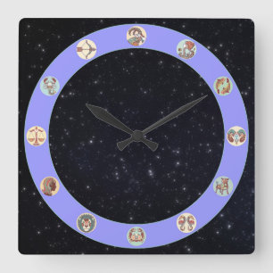 Horloge Carrée Symbole zodiaque avec étoiles