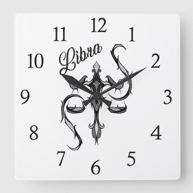 Horloge Carrée SYMBOLE Zodiaque Libra (Recto)