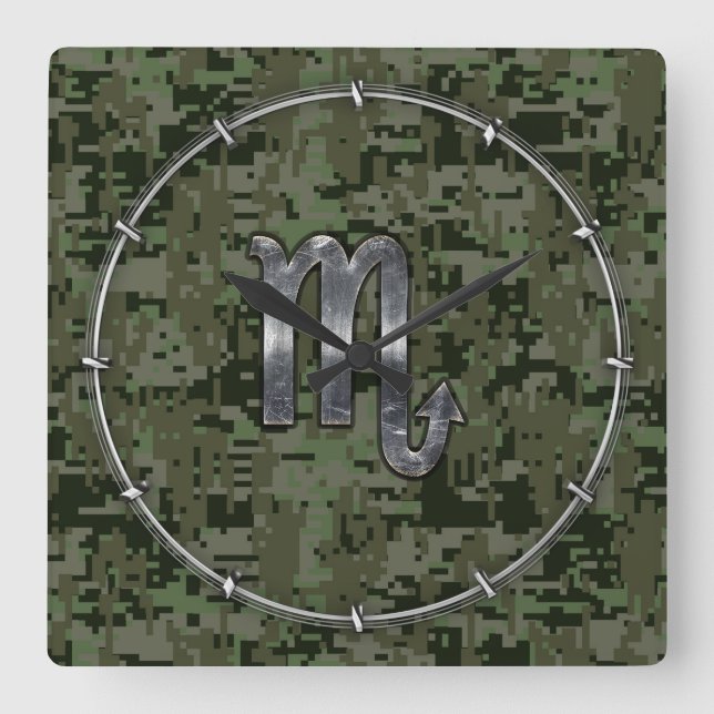 Horloge Carrée SYMBOLE Zodiaque Scorpio Camo numérique Woodland (Recto)