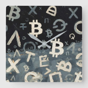 Horloge Carrée Symboles de Bitcoin (Style : 10)