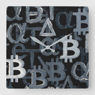 Horloge Carrée Symboles de Bitcoin (Style : 6)