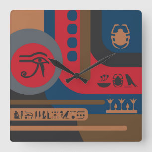 Horloge Carrée Symboles égyptiens Composition Art Déco #5