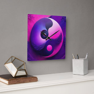 Horloge Carrée Symbolisme coloré de Yin Yang Yin, des Lumières vi
