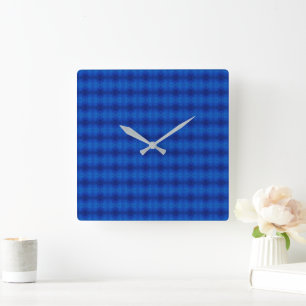 Horloge Carrée Symphonie de nuances de bleu profond motif