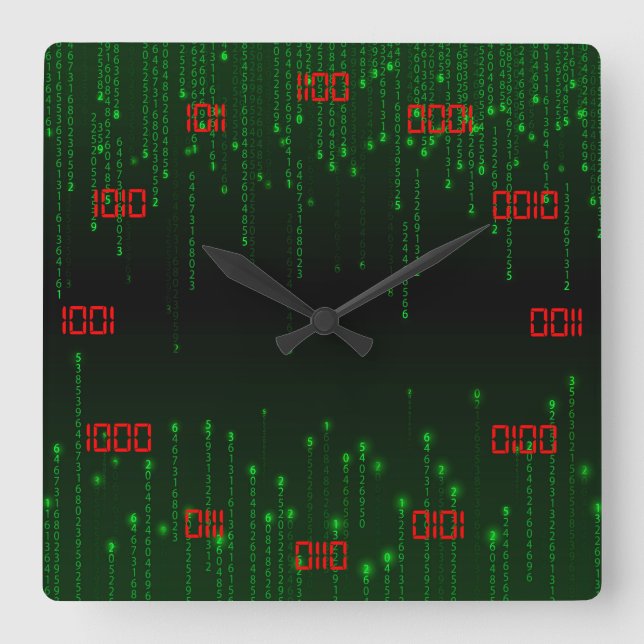 Horloge Carrée Système binaire très Cool et créatif (Recto)