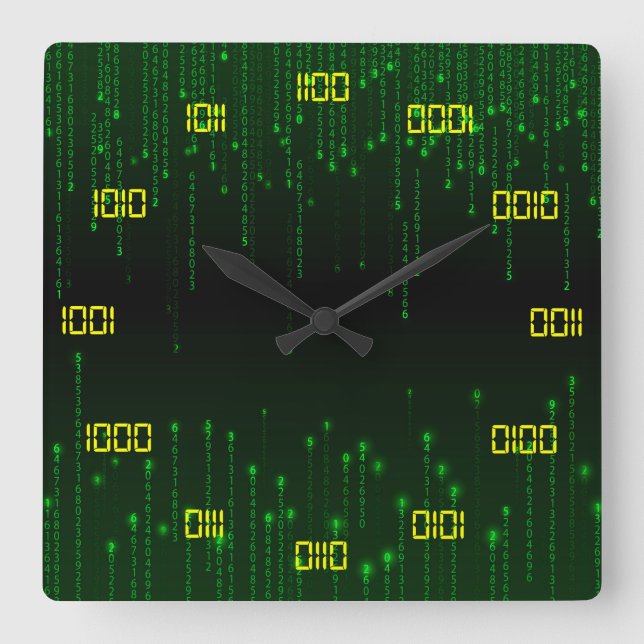 Horloge Carrée Système binaire très Cool et créatif (Recto)