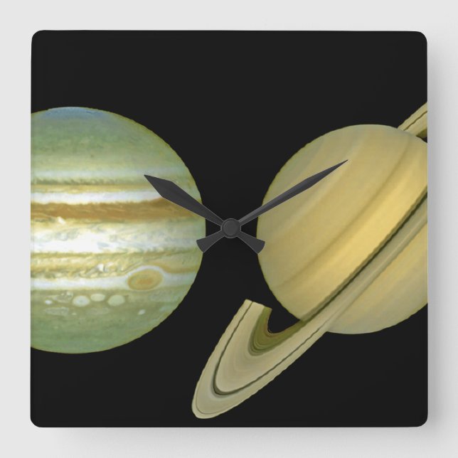 Horloge Carrée Système solaire ~ Vue longue (Recto)