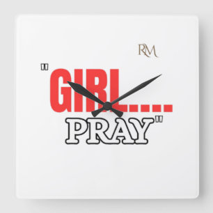 Horloge Carrée T-Shirt Girl Pray   Chemise Chrétienne Basée sur l