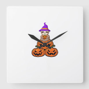 Horloge Carrée T-shirt premium Halloween Paresseux