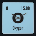 Horloge Carrée Table périodique des éléments de matrice<br><div class="desc">Customize this nerdy chemistry periodic table of the element clock template. Enter in your favorite element or create your own ! Change the chemical name, symbole, atomic number and atomic mesure. Click customize to change the background color or make further edits. Makes à awesome venft idea for the chemist, scientist...</div>