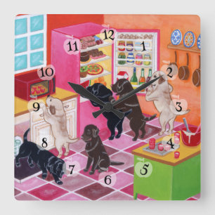 Horloge Carrée Tableau de la fête de la cuisine du Labrador