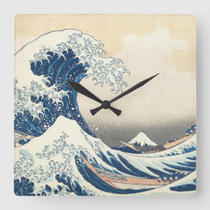 Horloge Carrée Tableau des vagues japonaises du tsunami