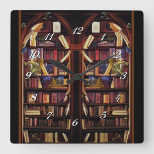 Horloge Carrée Tablettes de livres