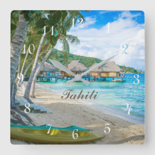 HORLOGE CARRÉE TAHITI CLOCK