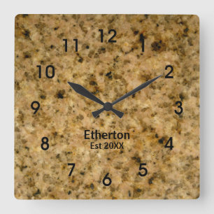 Horloge Carrée Tan Granite Pattern Acrylic Wall Clock