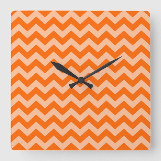 Horloge Carrée Tangerine Marocaine Moods Chevrons (Recto)