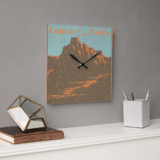 Horloge Carrée Taos Pueblos vintage du Nouveau-Mexique, Art d'aff