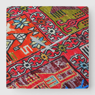 Horloge Carrée Tapis, motif persan oriental, turc
