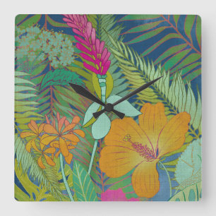 Horloge Carrée Tapisserie tropicale II