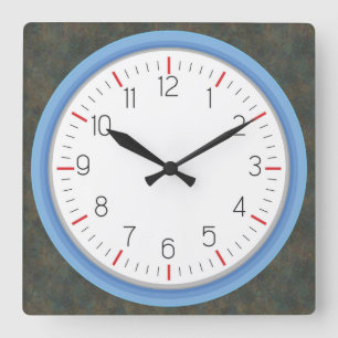 Horloge Carrée Tarnissure de cadre bleu