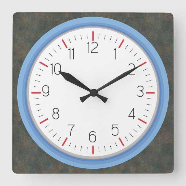 Horloge Carrée Tarnissure de cadre bleu (Recto)