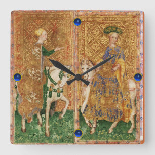 HORLOGE CARRÉE TAROTS ANCIENS DE RENAISSANCE/FEMME DES PIÈCES ET