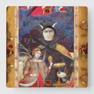 HORLOGE CARRÉE TAROTS DE RENAISSANCE ANTIQUE 15 /LE DIABLE