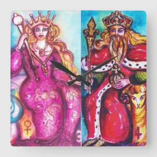 HORLOGE CARRÉE TAROTS DES OMBRES PERDUES /EMPRESS ET EMPEROR