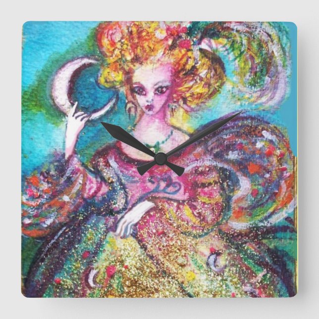 HORLOGE CARRÉE TAROTS DES OMBRES PERDUES /LA DAME DE LA LUNE (Recto)