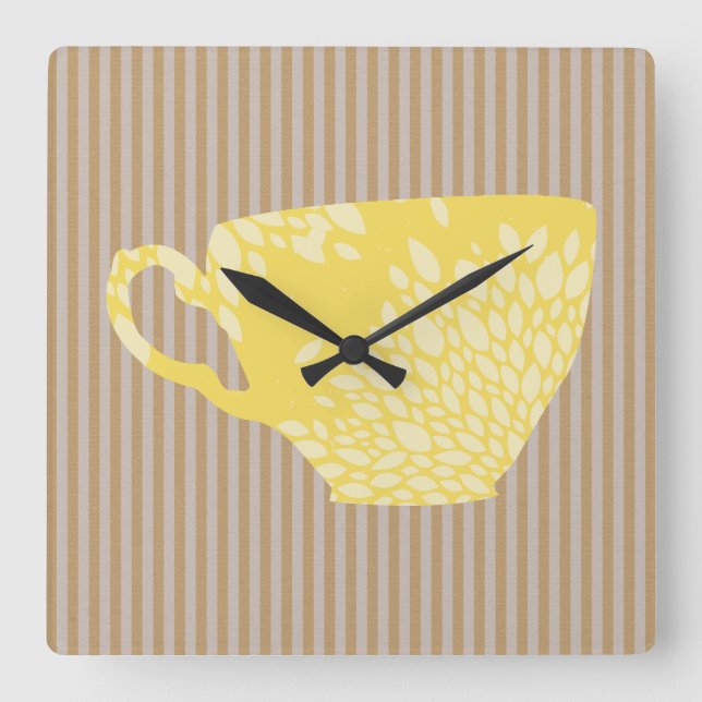 Horloge Carrée Tasse et rayures modernes (Recto)