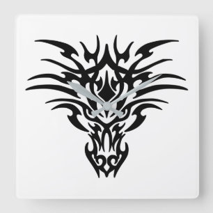 Horloge Carrée Tatouage Face-Dragon
