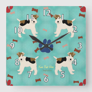 Horloge Carrée Tatouage Wire Fox Terrier