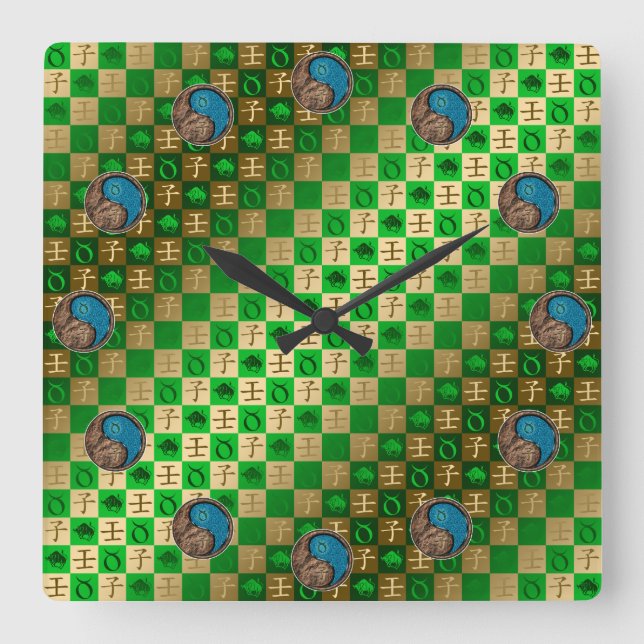 Horloge Carrée Taureau & Rat d'eau (Recto)