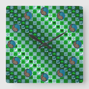 Horloge Carrée Taureau & Serpent d'eau