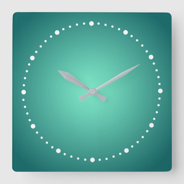 Horloge Carrée Teal Bleu Vert Clair aux Teintes Foncées  (Recto)