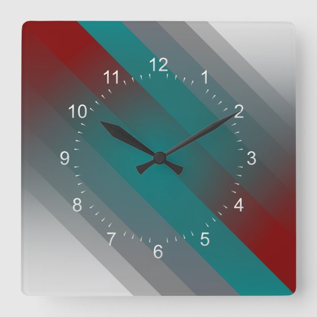 Horloge Carrée teal burgundy gray stripes (Recto)