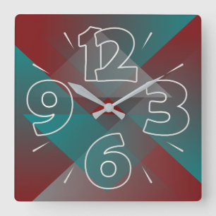 Horloge Carrée Teal burgundy shades