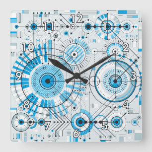 Horloge Carrée Technologie moteur Abstrait cool